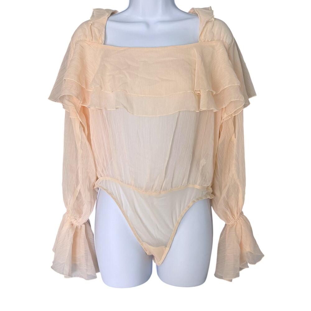 Free People Give Me Drama Bodysuit Women's M Chiffon Romantic Coquette NEW - Picture 3 of 7